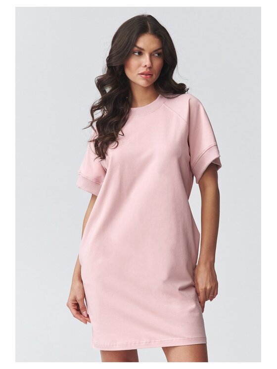 Makadamia Makadamia Sukienka codzienna M920 Różowy Loose Fit