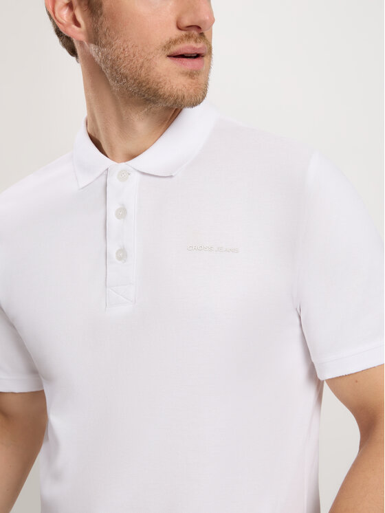 Cross Jeans Cross Jeans Polo 16087-008 Biały Regular Fit