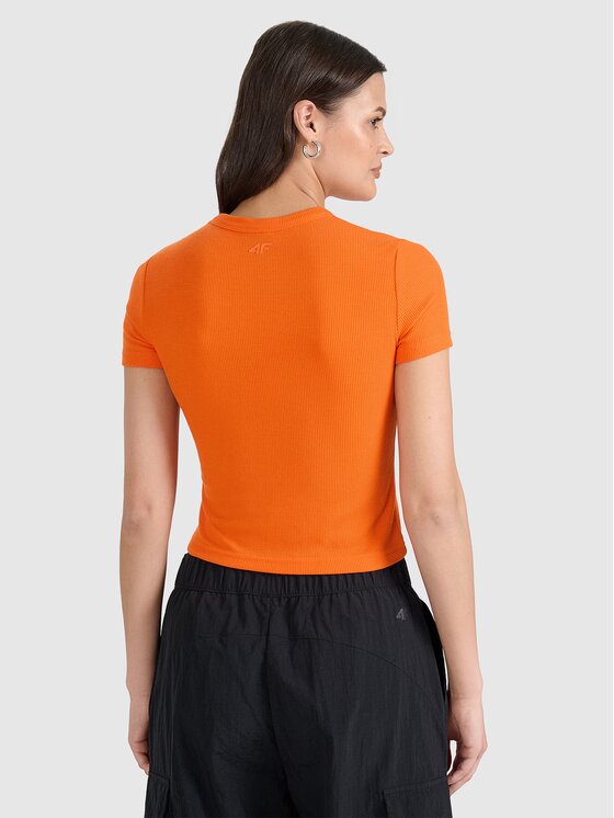 4F 4F T-Shirt 4FRSS25TTSHF2749-70S Pomarańczowy Slim Fit