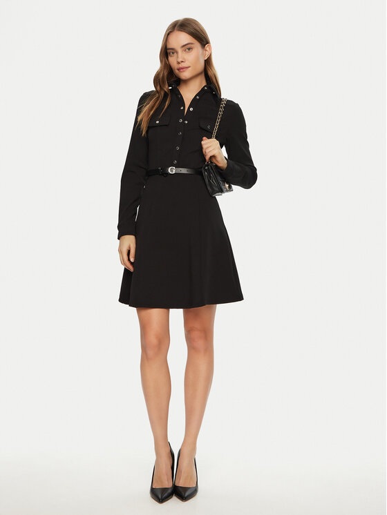 Guess Guess Rochie tip cămașă W5RK93 KCBO2 Negru Regular Fit