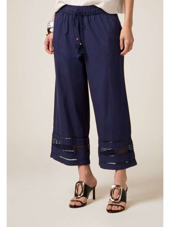 Oltre Oltre Pantaloni di tessuto P264J002329N034 Blu Baggy Fit