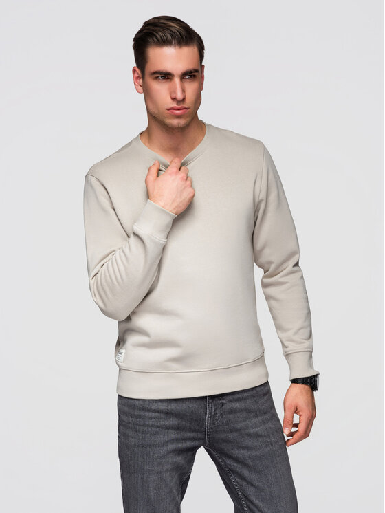 Ombre Ombre Bluza OM-SSBN-0271 Szary jasny Regular Fit