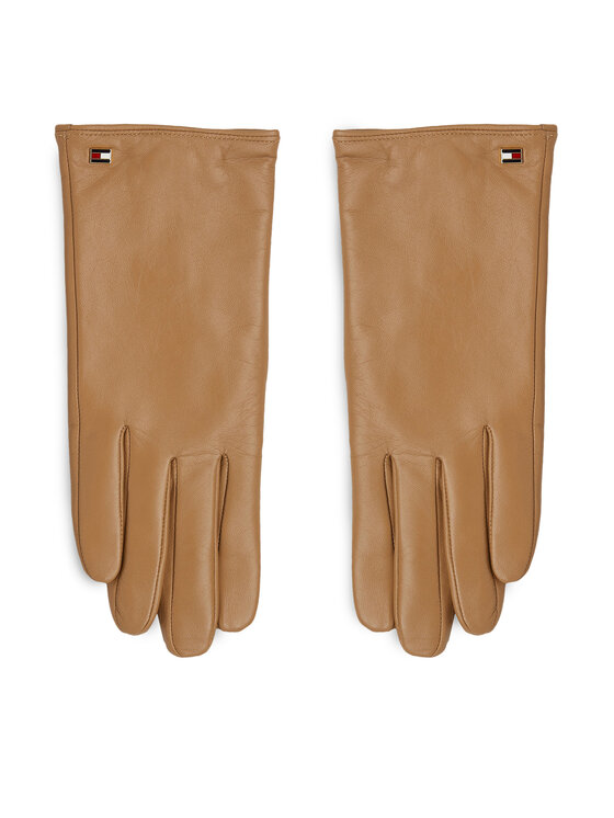Tommy Hilfiger Ženske rokavice Essential Flag Leather Gloves AW0AW15360 Bež