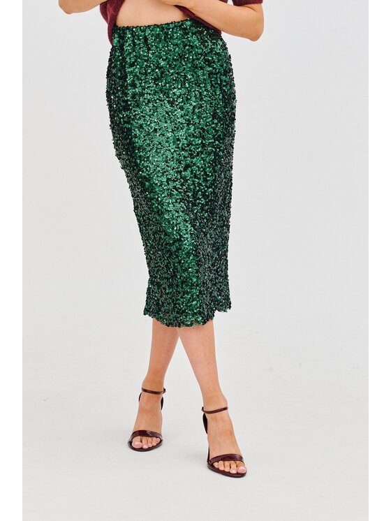 NAOKO NAOKO Pouzdrová sukně Emerald Glam Zelená Regular Fit