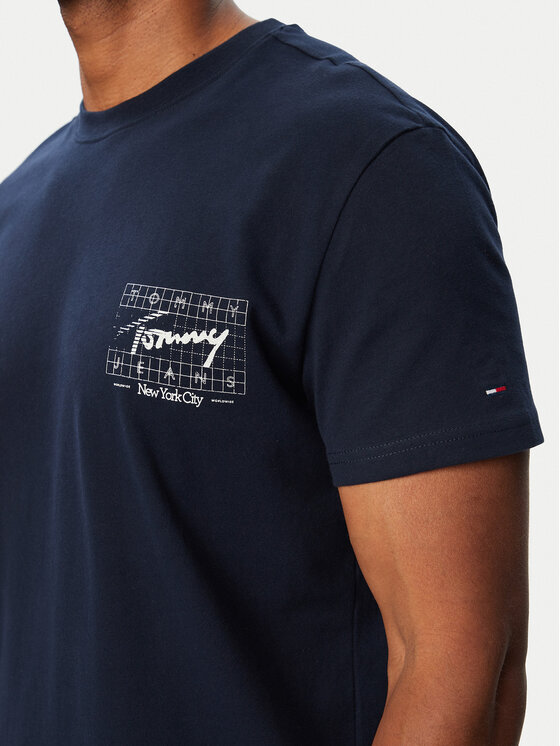 Tommy Jeans Tommy Jeans Majica Sign DM0DM23177 Mornarsko modra Regular Fit