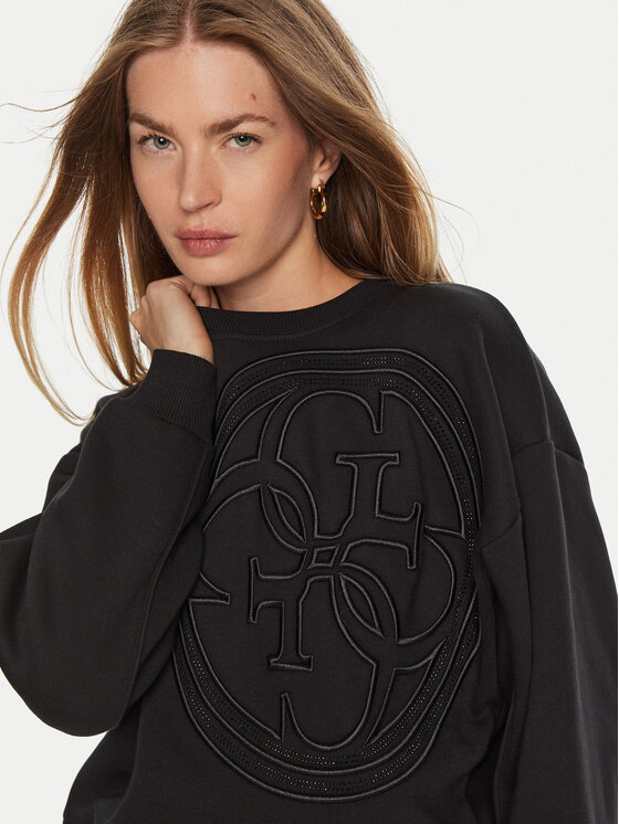 Guess Guess Μπλούζα W4BQ07 K9Z21 Μαύρο Regular Fit