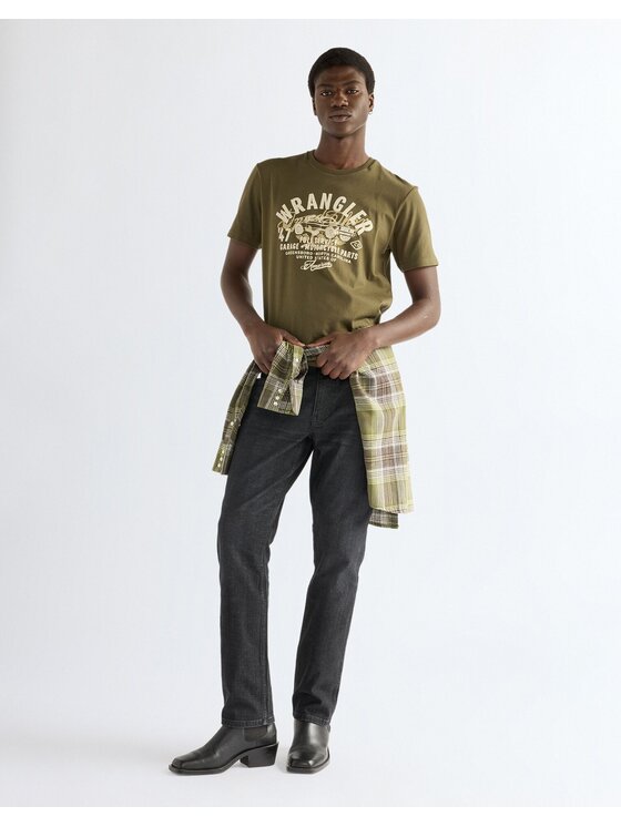 Wrangler Wrangler T-Shirt AMERICANA TEE Zielony Regular Fit