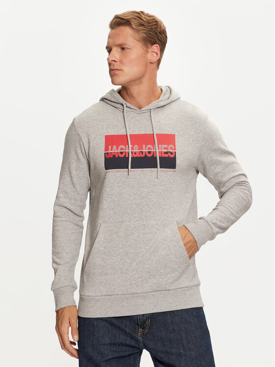 Jack&Jones Džemperis ar kapuci Nolan 12256849 Pelēks Standard Fit