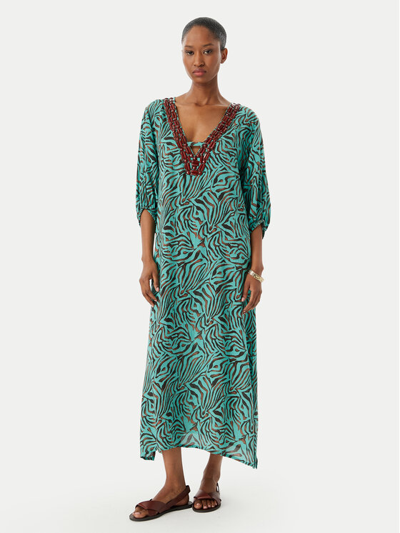 Selmark Selmark Pludmales kleita BN798 Tirkīzs Regular Fit