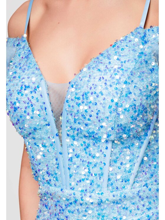 Ombre Ombre Sukienka wieczorowa LA-OM-DLR326 Niebieski Slim Fit