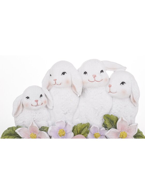 MIAhome MIAhome Figurka 4 wesołe króliczki z pisankami 14,5x19x6 cm Biały