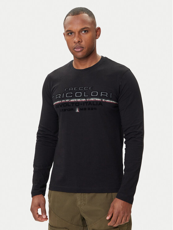 Aeronautica Militare Longsleeve 252TS2474UJ00641 Czarny Regular Fit
