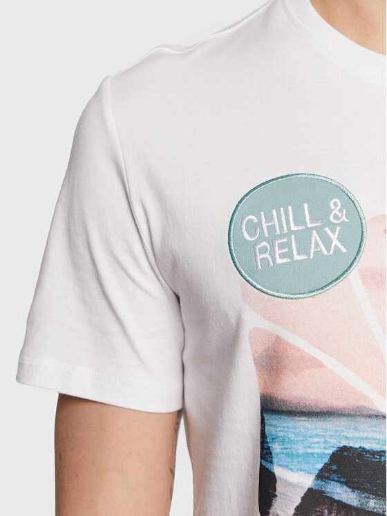T-shirt Sunset Flower M3GI29 I3Z14 Bianco Slim Fit...