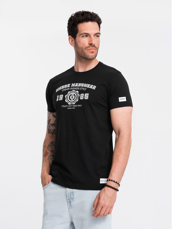 Ombre Ombre T-Shirt OM-TSPT-0137 Černá Regular Fit
