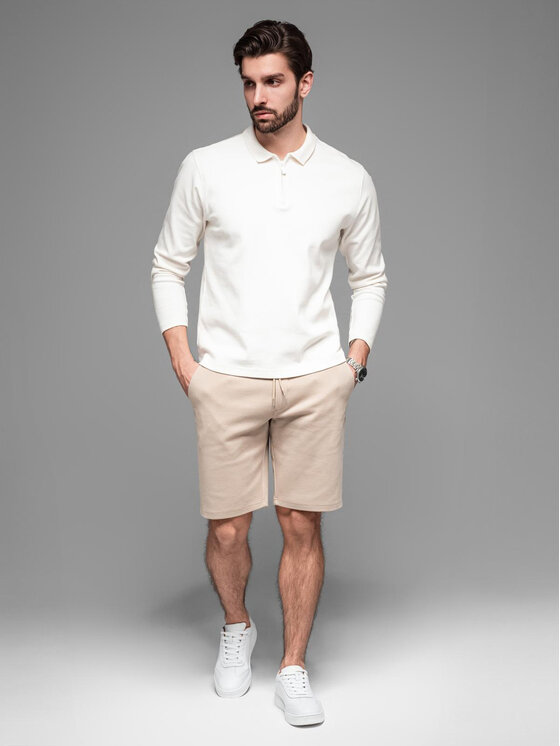 Ombre Ombre Szorty materiałowe OM-SRCS-0168 Beżowy Slim Fit