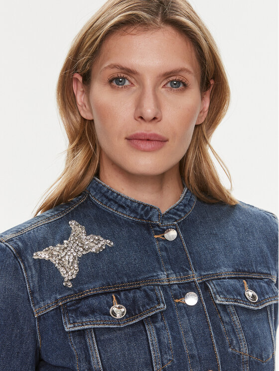 Guess Guess Kurtka jeansowa Delya W4RN54 D4VIG Granatowy Regular Fit