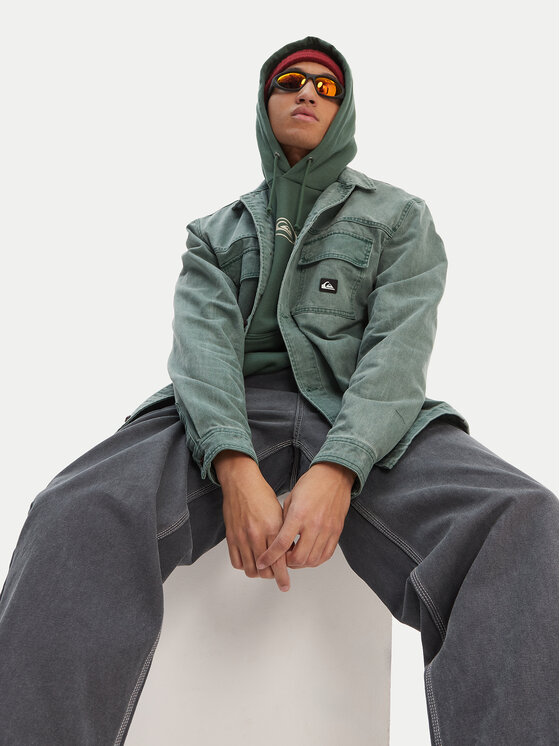 Quiksilver Quiksilver Koszula jeansowa Mohab Washed Twill EQYWT04654 Zielony Oversize