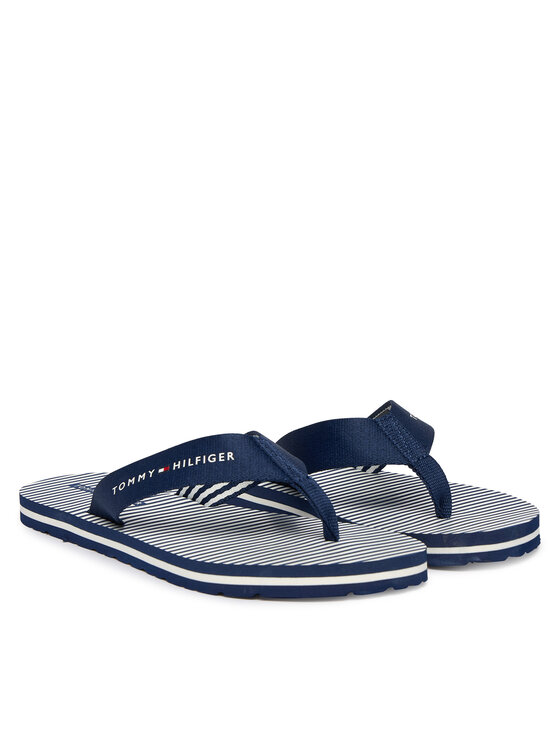 Tommy Hilfiger Tommy Hilfiger Šlepetės per pirštą Th Ithaca Stripe Summer Sandal FW0FW09192 Tamsiai mėlyna