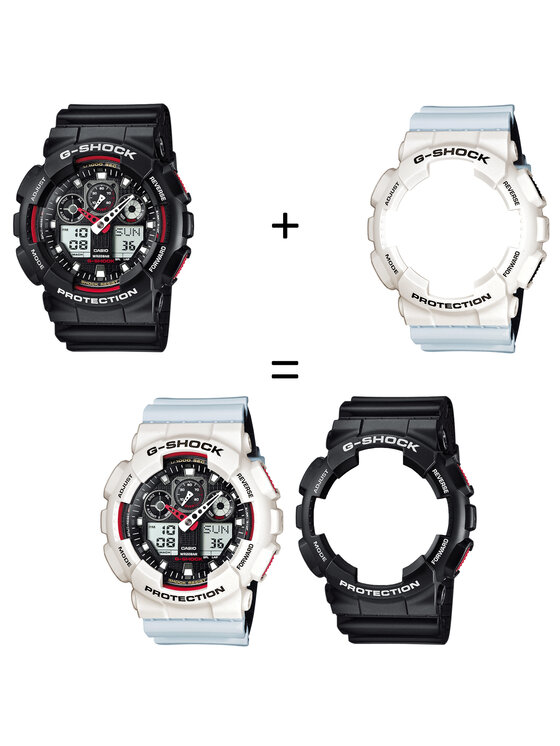 Casio Casio Zegarek SET GA-100-1A4ER + BEZEL 10395292 + PASEK 10527469 Biały