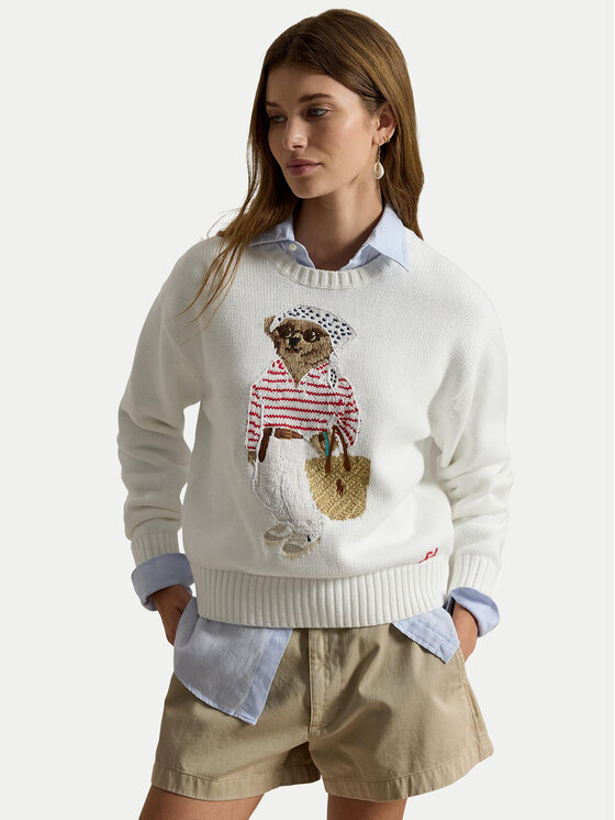 Polo Ralph Lauren Polo Ralph Lauren Пуловер 211A12723001 Бял Relaxed Fit