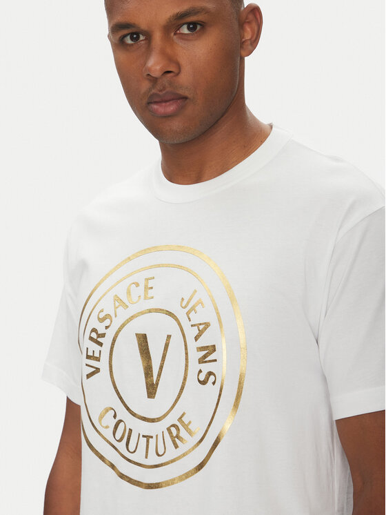 Versace Jeans Couture Versace Jeans Couture T-krekls 78GAHT01 Balts Regular Fit
