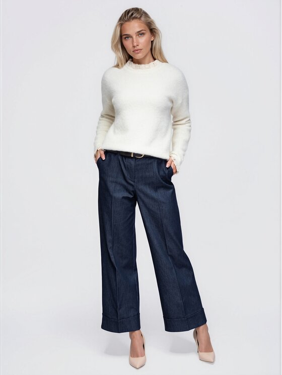 Ombre Ombre Sweter OW-SW-E0043 Beżowy jasny Regular Fit