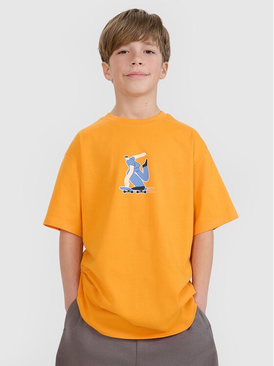 4F 4F T-Shirt 4FJRSS25TTSHM2641-70S Πορτοκαλί Oversize
