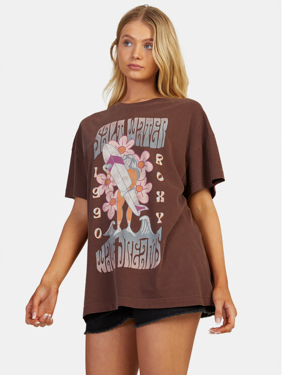 Roxy Roxy T-shirt Sweetjanis Tees URJZT03737 Smeđa Regular Fit
