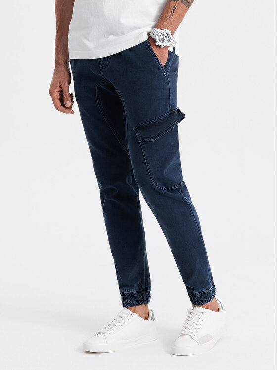 Ombre Ombre Joggers kalhoty OM-PADJ-0112 Tmavomodrá Regular Fit