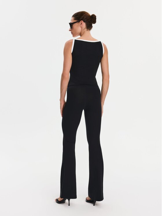 Nudyess Nudyess Top Klio z prążka Czarny Slim Fit