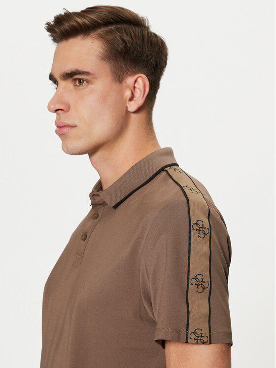 Guess Guess Polo M4YP40 KARS0 Brązowy Regular Fit