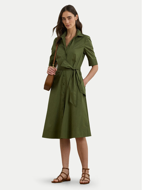 LAUREN RALPH LAUREN Košeľové šaty 200748950014 Zelená Regular Fit