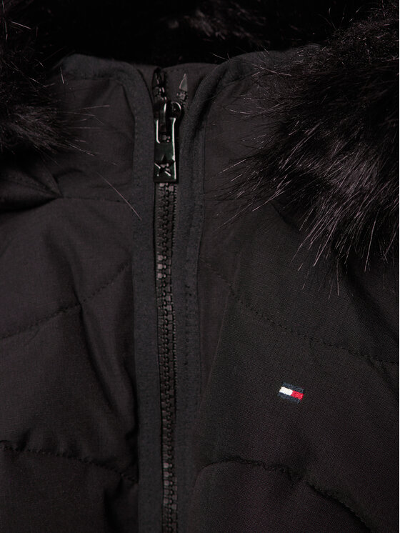 Tommy Hilfiger Tommy Hilfiger Μπουφάν χειμωνιάτικο Tonal Fur KG0KG05970 M Μαύρο Regular Fit