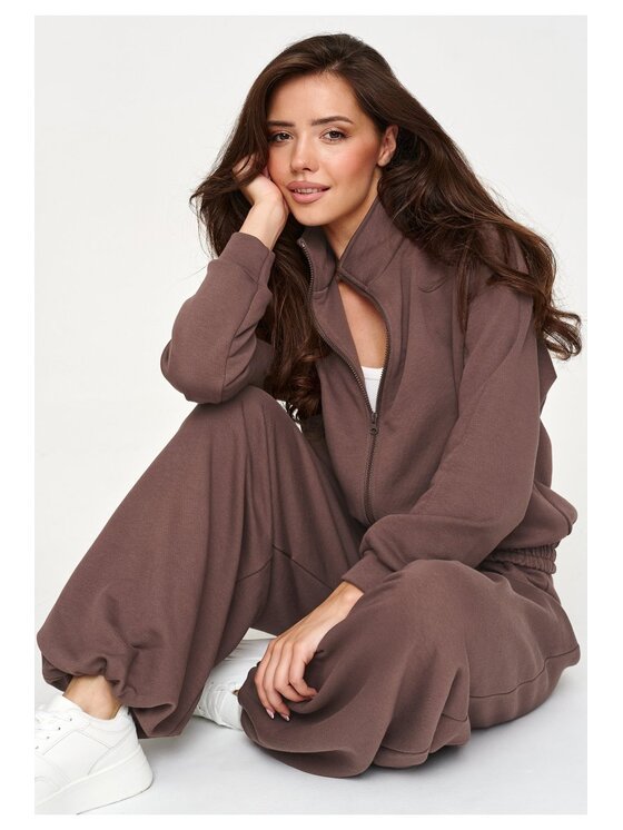Makadamia Makadamia Dres M950 Brązowy Loose Fit