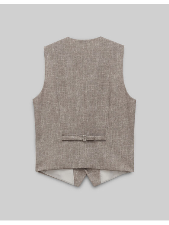 Borgio Borgio Kamizelka garniturowa kamizelka_genola_bz Beżowy Slim Fit