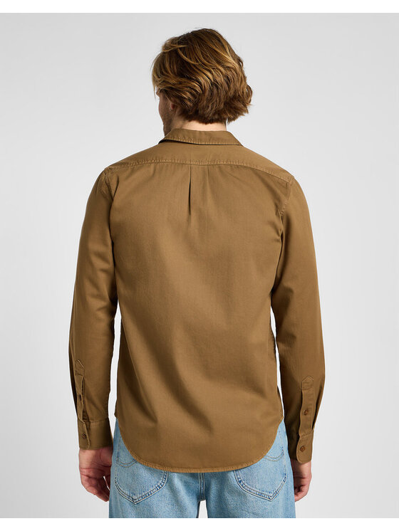 Lee Lee Koszula PATCH SHIRT Brązowy Regular Fit