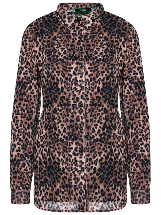 Guess Guess Košeľa Clouis W1RH09 W70Q0 Hnedá Relaxed Fit