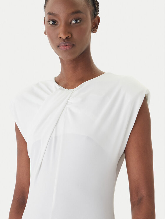 Fracomina Fracomina Koktel haljina FS26SD2008W62601 Bijela Slim Fit