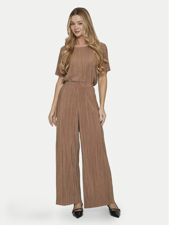 Vila Vila Pantaloni di tessuto Plisa 14089681 Marrone Regular Fit