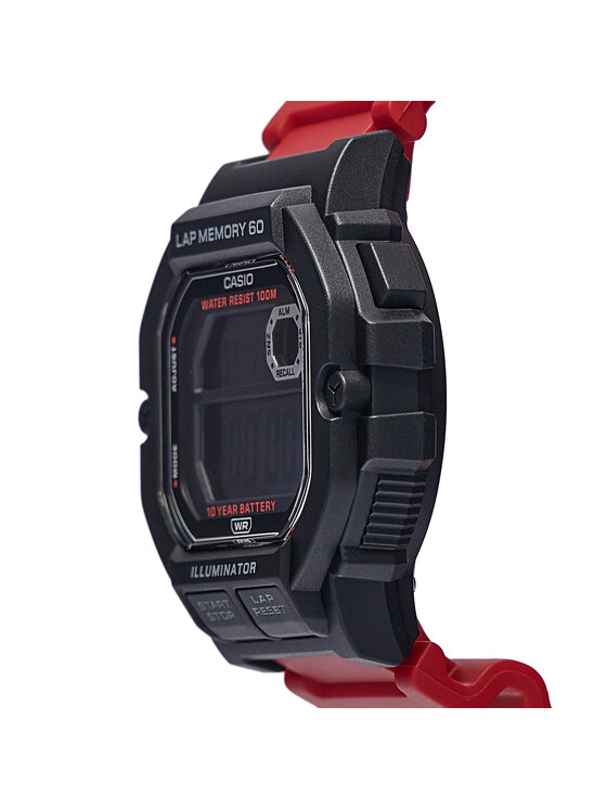 Casio Orologio Digitale Uomo Collection Trendy WS-1400H-4AVEF, Resistente, Cronometro, Allarme, Calendario, Cinturino In Resina Rossa