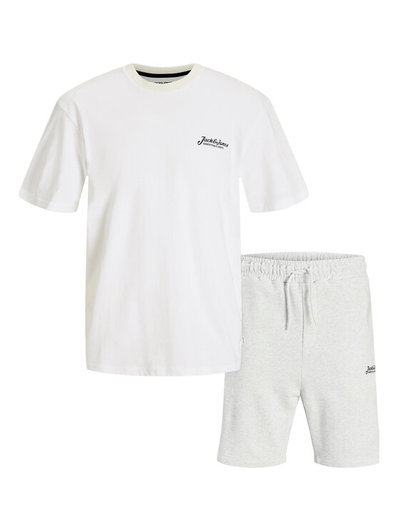 Jack&Jones Jack&Jones Komplektas: marškinėliai ir sportiniai šortai Beau 12277466 Balta Relaxed Fit