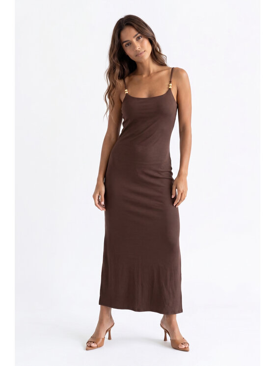 FIGL FIGL Sukienka letnia M1199 Brązowy Fitted Fit