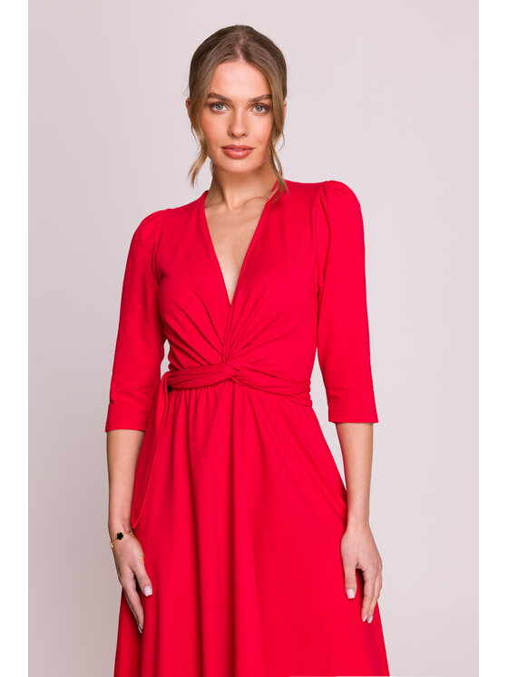 Stylove Stylove Večerní šaty S404 Červená Premium Fit