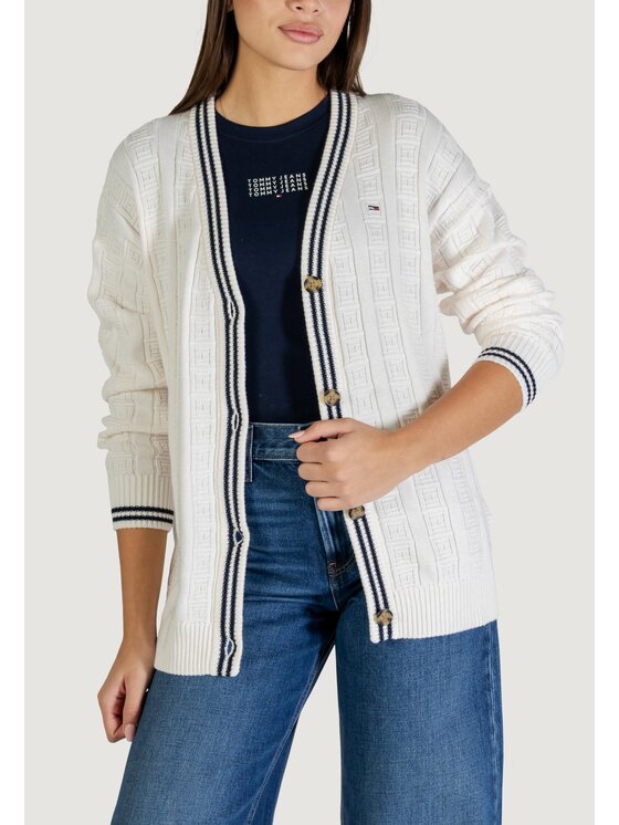 Tommy Jeans Tommy Jeans Cardigan DW0DW22026 Bianco Casual Fit