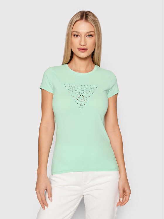 T-shirt Eyelet W2GI31 KA0Q1 Verde Regular Fit