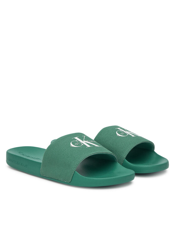 Calvin Klein Jeans Calvin Klein Jeans Klapki Slide Monologo Cv YM0YM01367 Zielony