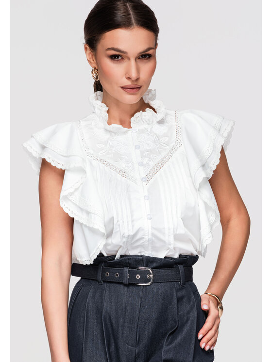 Ombre Ombre Koszula OW-SH-E0004 Biały Loose Fit