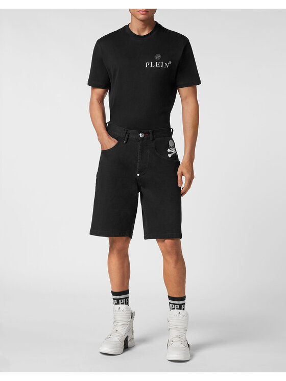 PHILIPP PLEIN PHILIPP PLEIN Szorty jeansowe 31801 Czarny Loose Fit