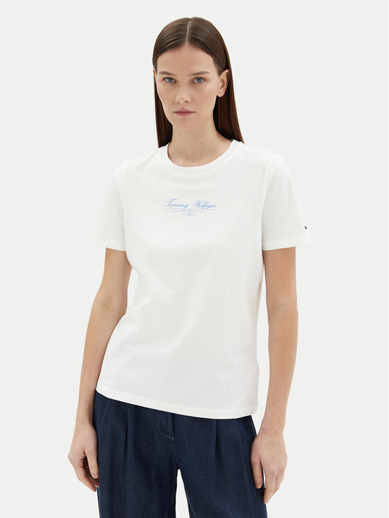 Damski T-Shirt Tommy Hilfiger, Rozmiar M, Biały, WW0WW45428