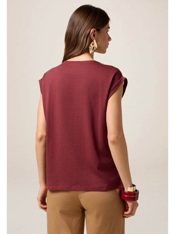 Oltre Oltre T-shirt G086J004311N036 Bordeaux Regular Fit